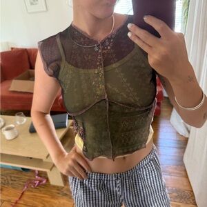 Sheer patterned mesh grey Women's Top
